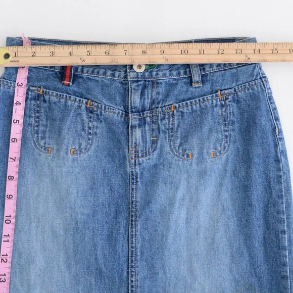 Vintage Tommy Hilfiger Tommy Jeans Mid Wash Back Slit Blue Denim Skirt 3 - Picture 11 of 13